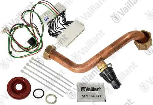Vaillant Servicekit bestehend aus einem Rohr, Kabeln, Dichtungen und Zubehörteilen für Reparaturen oder Wartungen.